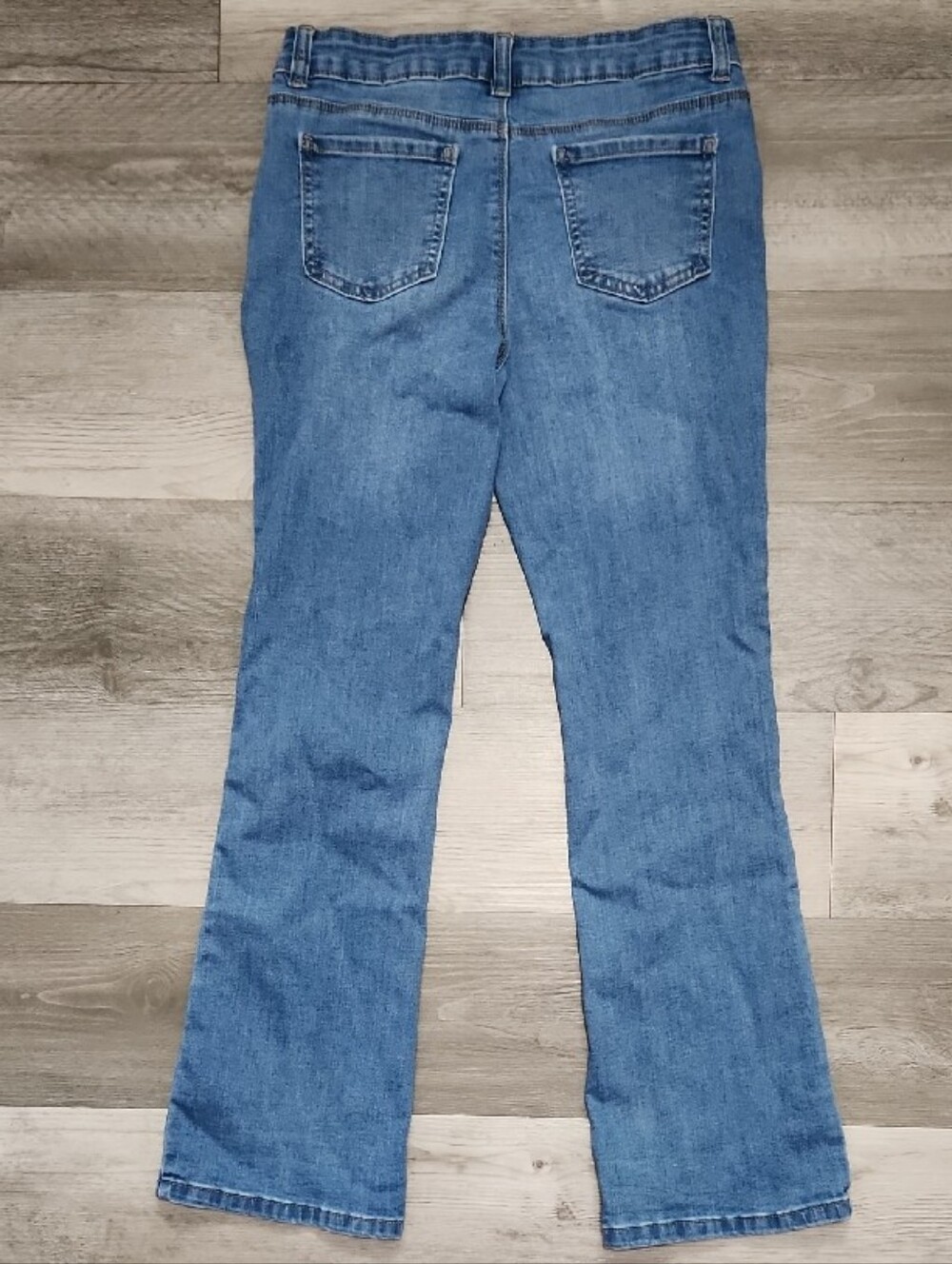 Light Blue Slight Flare Denim Adjustable Sinch Waist Jeans Girls Size 12 - Picture 7 of 11